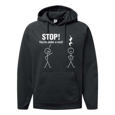 Stop! YouRe Under A Rest! Music Humor Graphic Performance Fleece Hoodie