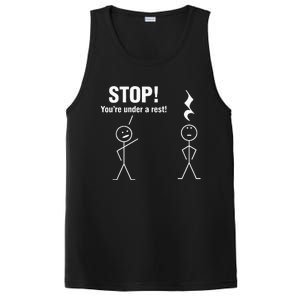 Stop! YouRe Under A Rest! Music Humor Graphic PosiCharge Competitor Tank