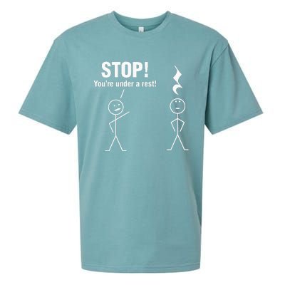 Stop! YouRe Under A Rest! Music Humor Graphic Sueded Cloud Jersey T-Shirt