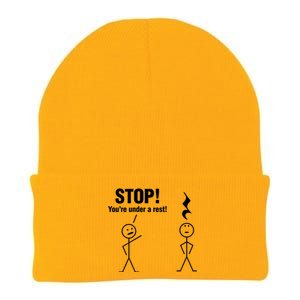 Stop! You're Under A Rest! Music Humor Graphic Gift Knit Cap Winter Beanie