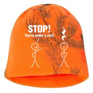 Stop! You're Under A Rest! Music Humor Graphic Gift Kati - Camo Knit Beanie