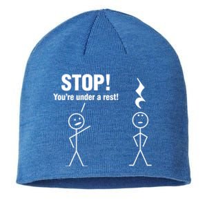 Stop! You're Under A Rest! Music Humor Graphic Gift Sustainable Beanie