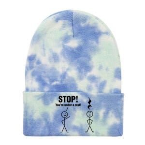 Stop! You're Under A Rest! Music Humor Graphic Gift Tie Dye 12in Knit Beanie