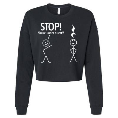 Stop You're Under A Rest Funny Cropped Pullover Crew