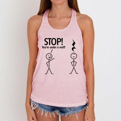 Stop You're Under A Rest Funny Women's Knotted Racerback Tank