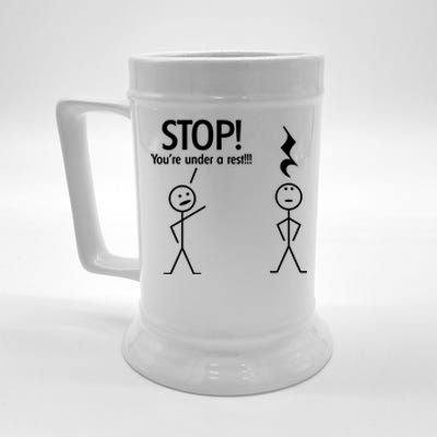 Stop You're Under A Rest Funny Beer Stein