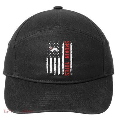 Smokin Yotes Vintage Us Flag Coyote Hunter Hunting Yotes 7-Panel Snapback Hat