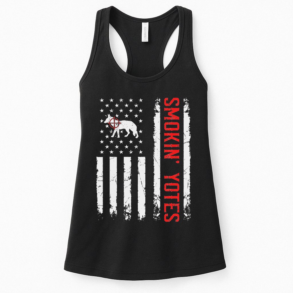 Smokin Yotes Vintage Us Flag Coyote Hunter Hunting Yotes Womens Tank Top