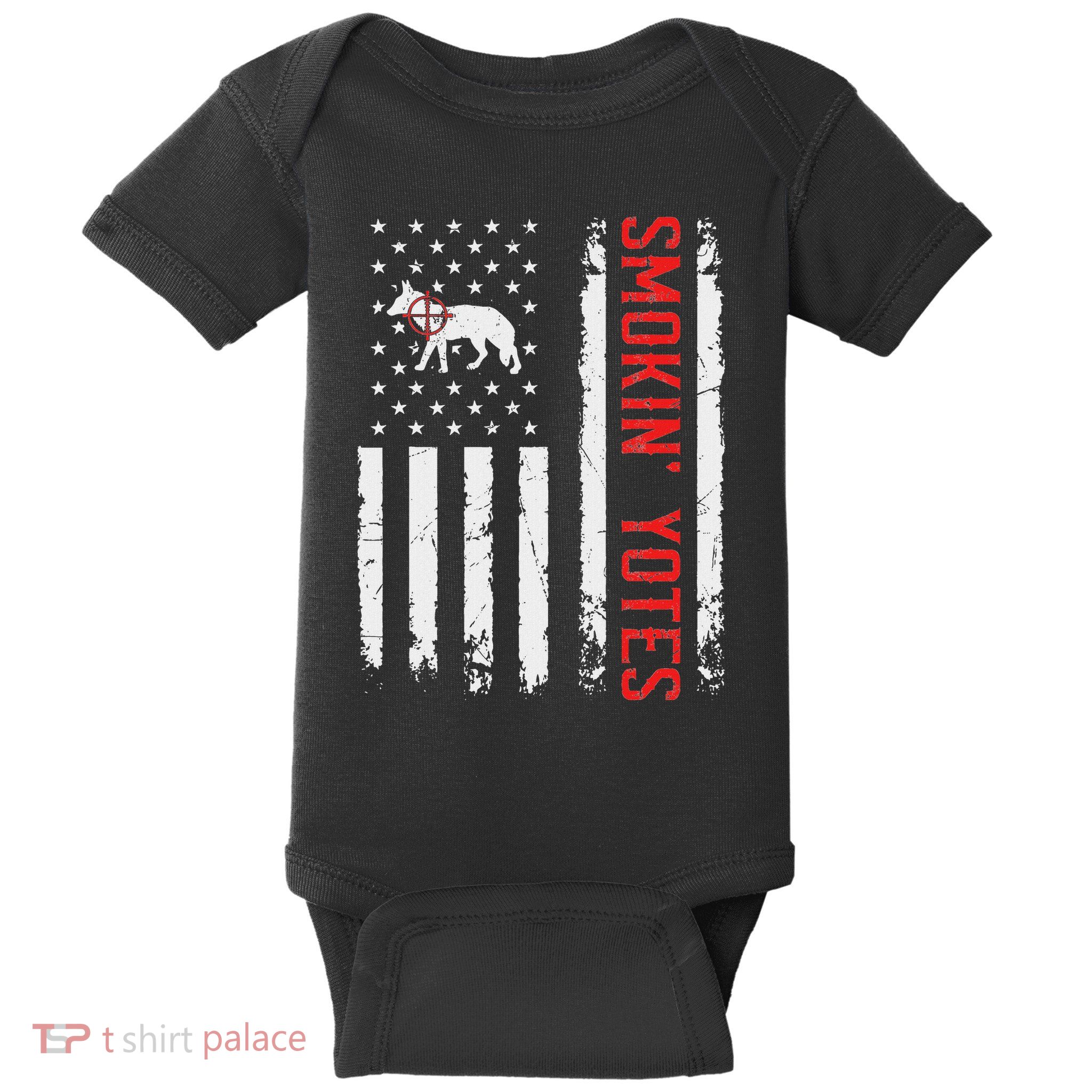 Smokin Yotes Vintage Us Flag Coyote Hunter Hunting Yotes Baby Bodysuit