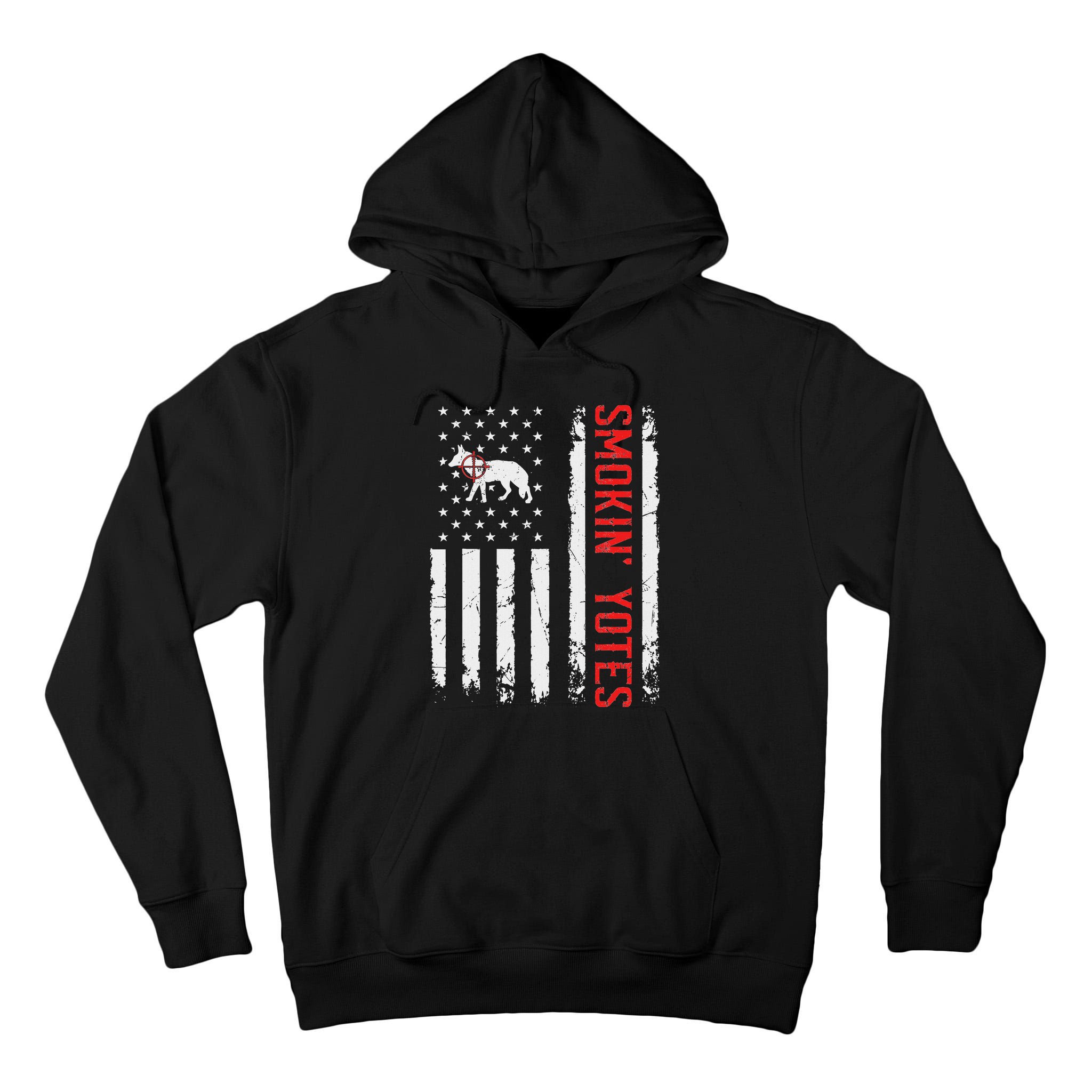 Smokin Yotes Vintage Us Flag Coyote Hunter Hunting Yotes Tall Hoodie