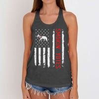 Smokin Yotes Vintage Us Flag Coyote Hunter Hunting Yotes Women's Knotted Racerback Tank