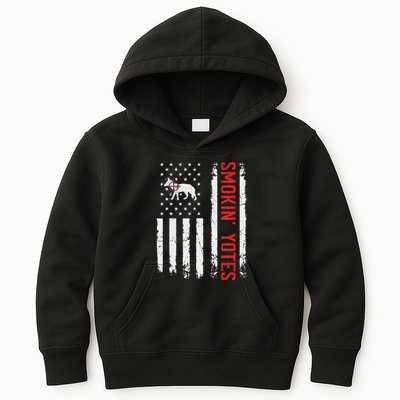 Smokin Yotes Vintage Us Flag Coyote Hunter Hunting Yotes Kids Hoodie