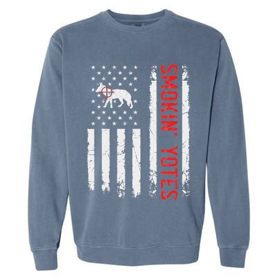 Smokin Yotes Vintage Us Flag Coyote Hunter Hunting Yotes Garment-Dyed Sweatshirt
