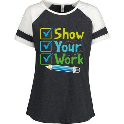 Show Your Work Testing Teacher Enza Ladies Jersey Colorblock Tee