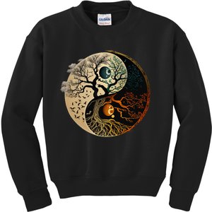 Spiritual Yin Yang Buddhist Tree Of Life Kids Sweatshirt