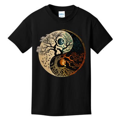 Spiritual Yin Yang Buddhist Tree Of Life Kids T-Shirt