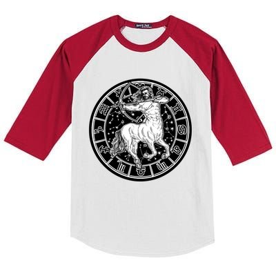 Sagittarius Zodiac Astrology Vintage Meaningful Gift Kids Colorblock Raglan Jersey