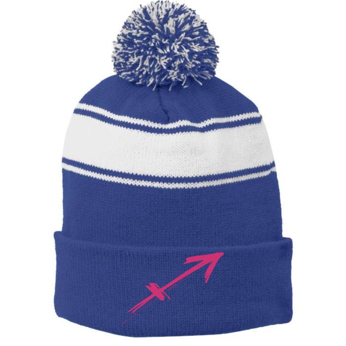 Sagittarius Zodiac Astrology Symbol Great Gift Stripe Pom Pom Beanie