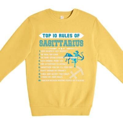 Sagittarius Zodiac Birthday Top 10 Rules Of Sagittarius Great Gift Premium Crewneck Sweatshirt