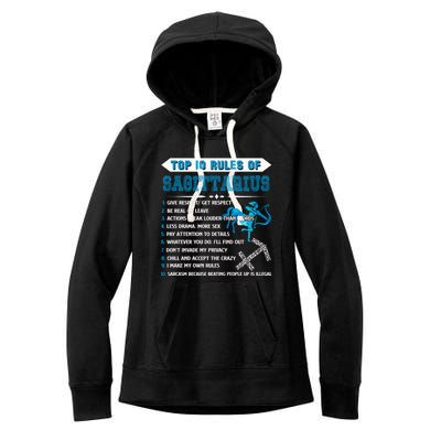 Sagittarius Zodiac Birthday Top 10 Rules Of Sagittarius Great Gift Women's Fleece Hoodie