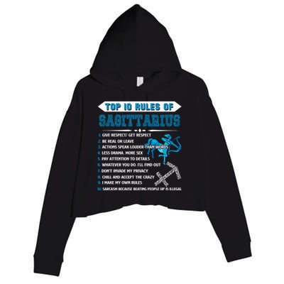 Sagittarius Zodiac Birthday Top 10 Rules Of Sagittarius Great Gift Crop Fleece Hoodie