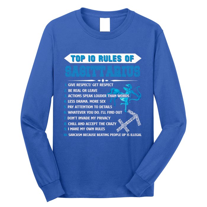 Sagittarius Zodiac Birthday Top 10 Rules Of Sagittarius Great Gift Long Sleeve Shirt