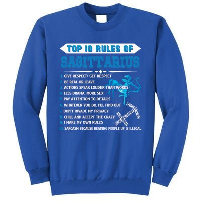 Sagittarius Zodiac Birthday Top 10 Rules Of Sagittarius Great Gift Tall Sweatshirt