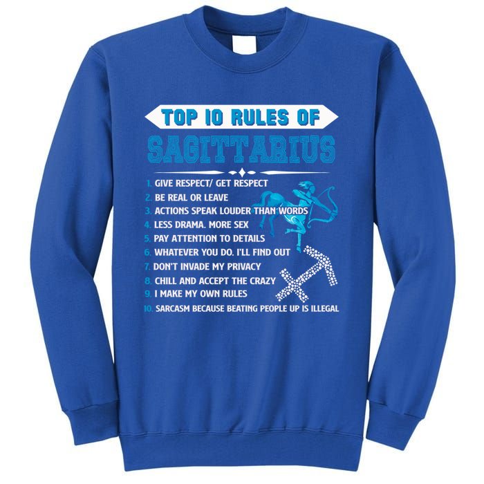 Sagittarius Zodiac Birthday Top 10 Rules Of Sagittarius Great Gift Tall Sweatshirt