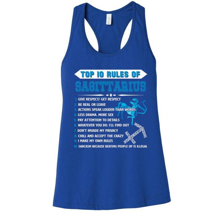 Sagittarius Zodiac Birthday Top 10 Rules Of Sagittarius Great Gift Women's Racerback Tank