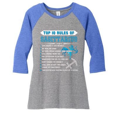 Sagittarius Zodiac Birthday Top 10 Rules Of Sagittarius Great Gift Women's Tri-Blend 3/4-Sleeve Raglan Shirt