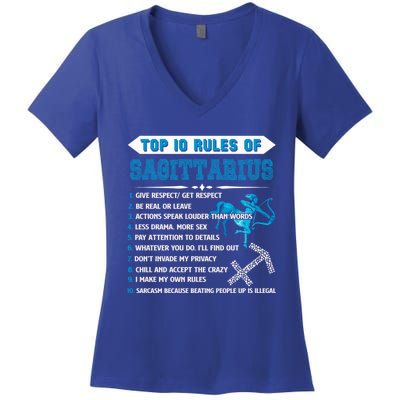 Sagittarius Zodiac Birthday Top 10 Rules Of Sagittarius Great Gift Women's V-Neck T-Shirt