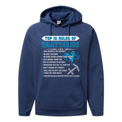 Sagittarius Zodiac Birthday Top 10 Rules Of Sagittarius Great Gift Performance Fleece Hoodie