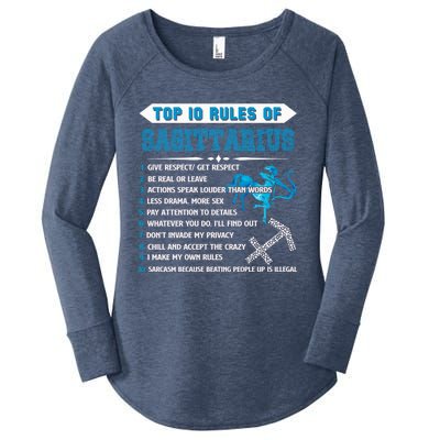 Sagittarius Zodiac Birthday Top 10 Rules Of Sagittarius Great Gift Women's Perfect Tri Tunic Long Sleeve Shirt