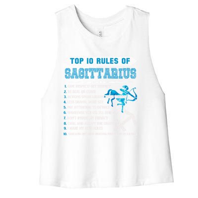 Sagittarius Zodiac Birthday Top 10 Rules Of Sagittarius Great Gift Women's Racerback Cropped Tank