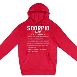 Scorpio Zodiac Birthday Scorpio Facts Gift Funny Gift Premium Pullover Hoodie