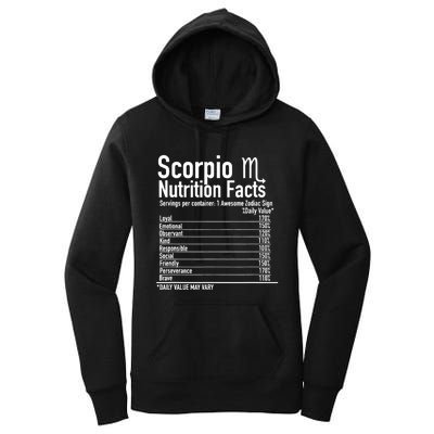 Scorpio Zodiac Birthday Scorpio Nutrition Facts  Women's Pullover Hoodie