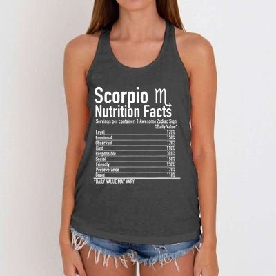 Scorpio Zodiac Birthday Scorpio Nutrition Facts  Women's Knotted Racerback Tank