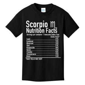 Scorpio Zodiac Birthday Scorpio Nutrition Facts  Kids T-Shirt