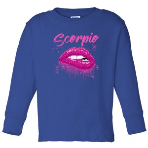 Scorpio Zodiac Birthday Pink Lips Cool Gift For Black Toddler Long Sleeve Shirt