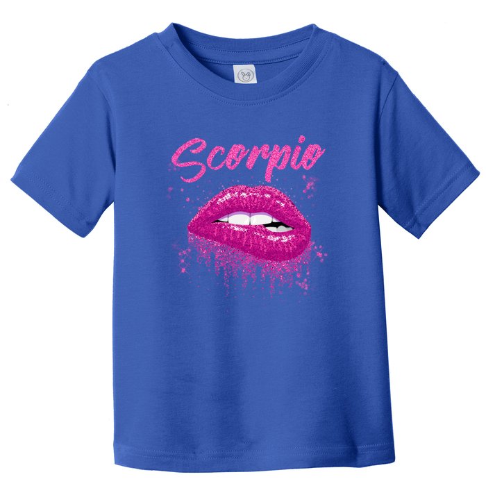 Scorpio Zodiac Birthday Pink Lips Cool Gift For Black Toddler T-Shirt