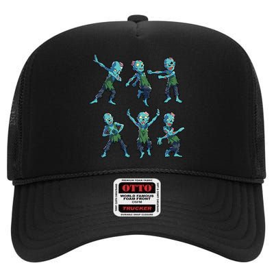 Spooky Zombie Dab Dance Costume High Crown Mesh Back Trucker Hat