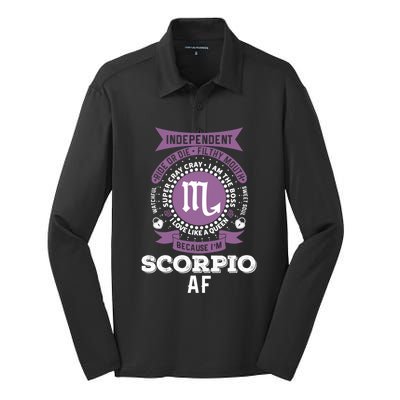 Scorpio Zodiac Designs: Scorpio Af Gift Silk Touch Performance Long Sleeve Polo