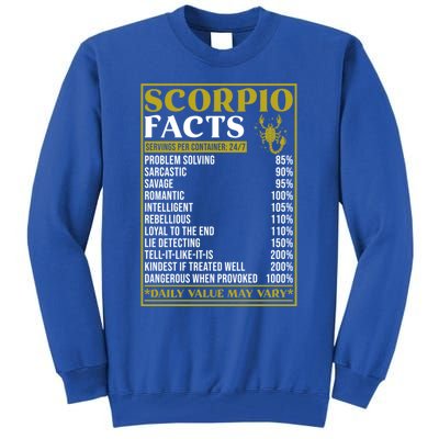 Scorpio Zodiac Facts Design Zodiac Facts Funny Scorpio Gift Tall Sweatshirt