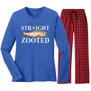 Straight Zooted Fish Women's Long Sleeve Flannel Pajama Set 