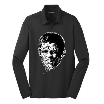 Scary Zombie Face Silk Touch Performance Long Sleeve Polo