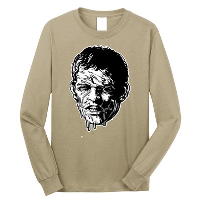 Scary Zombie Face Long Sleeve Shirt