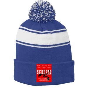 Scorpio Zodiac Facts Funny Humor Horoscope Cool Gift Stripe Pom Pom Beanie