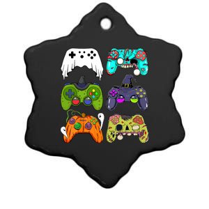 Skeleton Zombie Gaming Controllers For Halloween Gamer Gift Ceramic Star Ornament