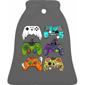 Skeleton Zombie Gaming Controllers For Halloween Gamer Gift Ceramic Bell Ornament