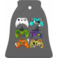 Skeleton Zombie Gaming Controllers For Halloween Gamer Gift Ceramic Bell Ornament